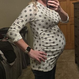 Le Lis Maternity Cream and Black Patterned Top